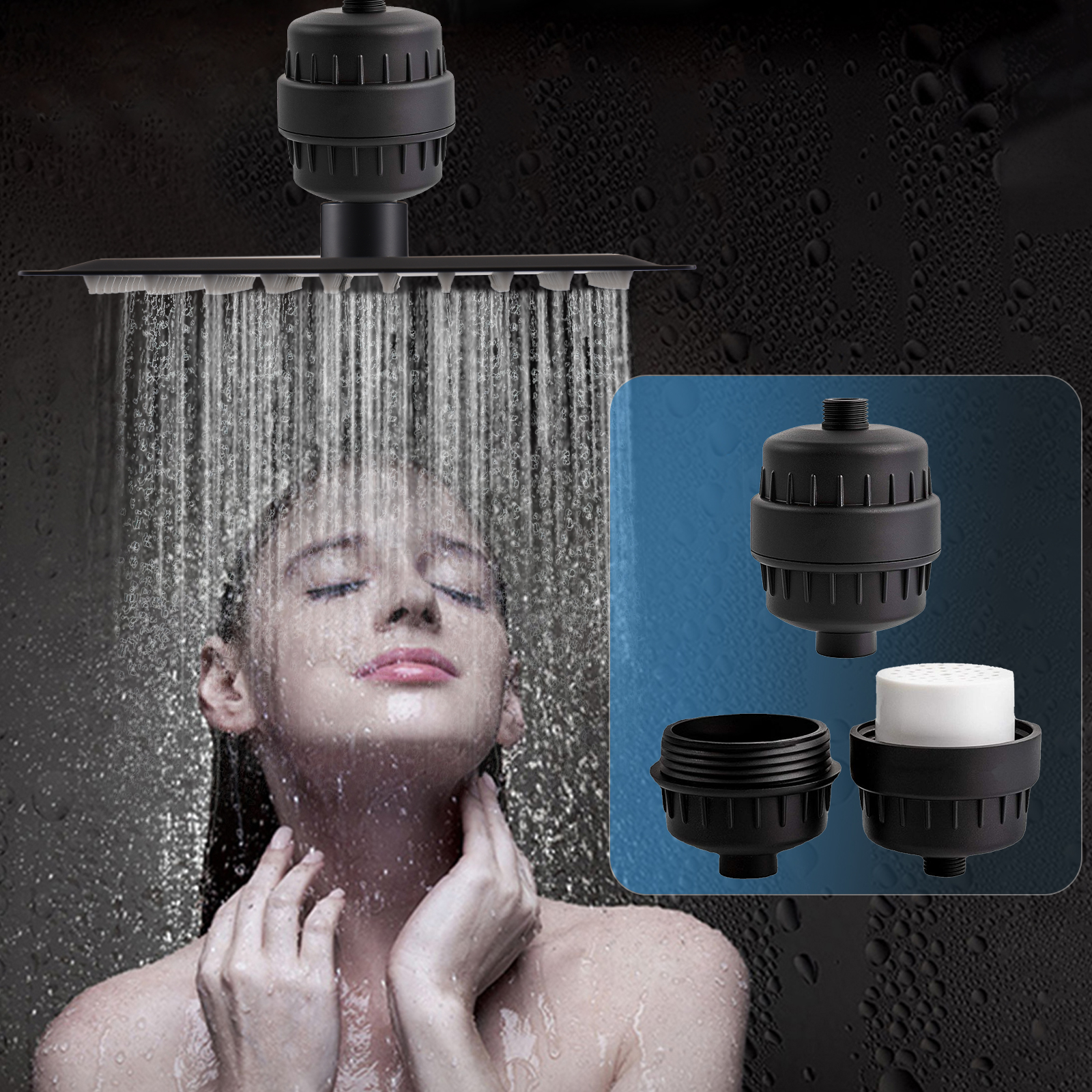 Shower Filter with Leak-proof Gasket Teflon Tape 20 Stage High Output Shower Head Filter Removes Chlorine Fluoride Heavy Metals Hard Water Softener