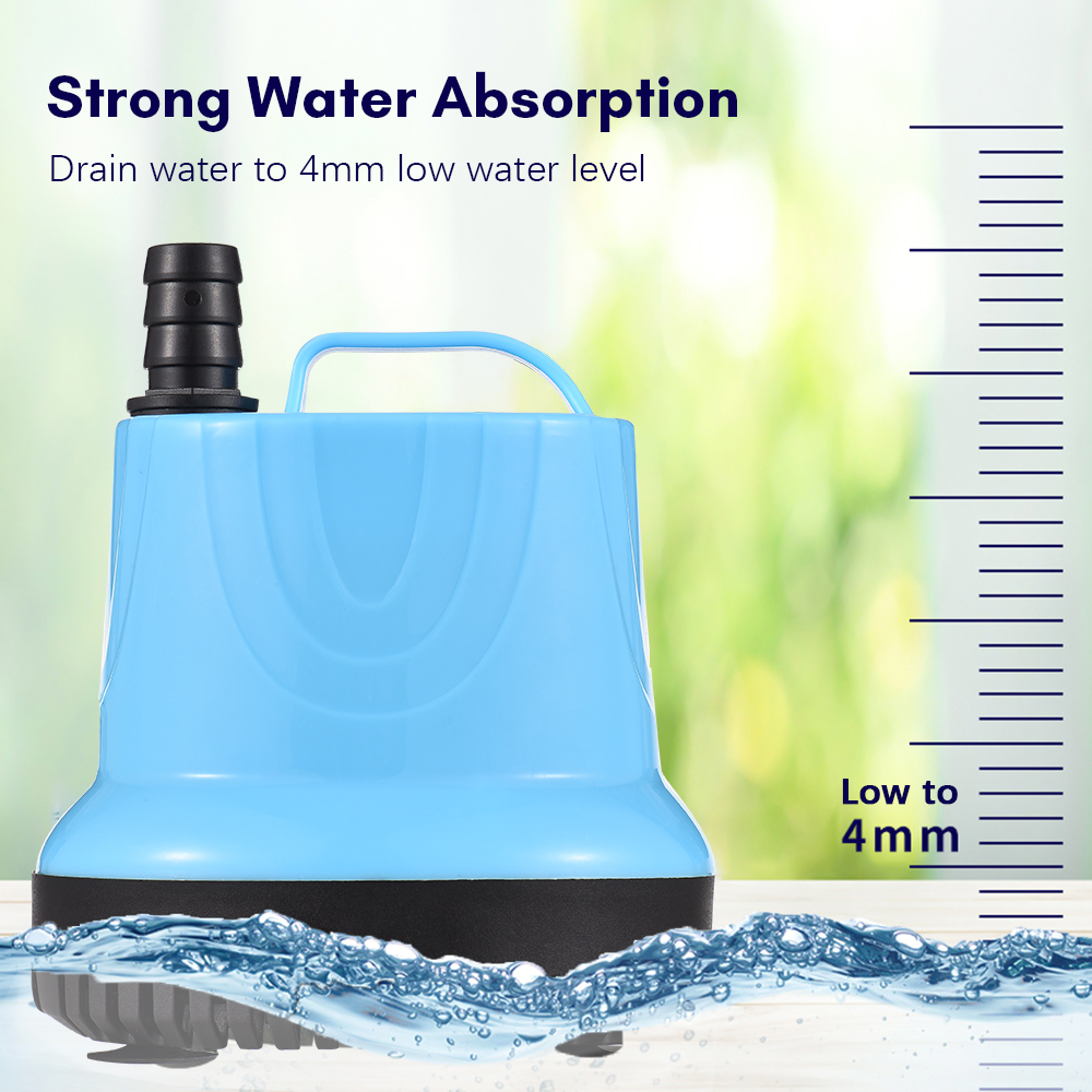 55W 2800L/H 8.53ft Aquarium Bottom Suction Submersible Water Pump Fountain Pump with 4M Water Tubing 2 Nozzles for Fish Tank Pond Fountain Statuary Hydroponics Water Feature-US Plug