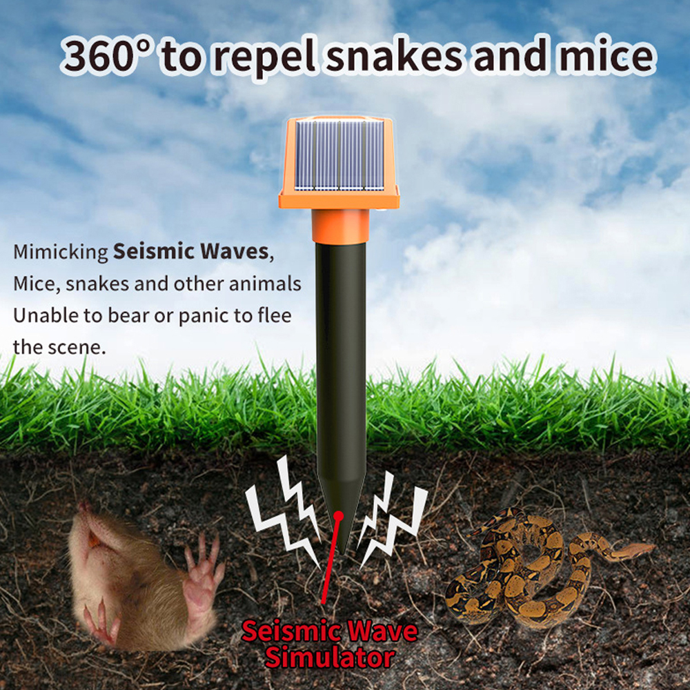 Mole Repeller Solar Powered Sonic Mole Deterrent Spikes Mice Snake