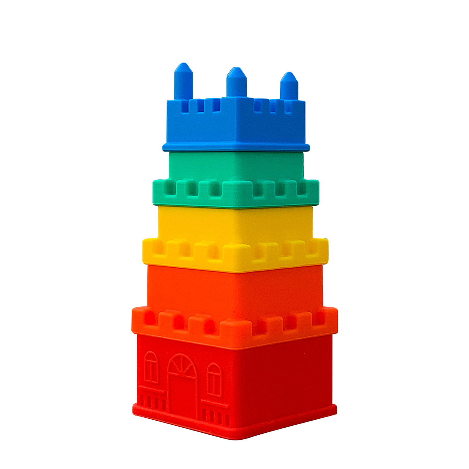 5pcs Silicone Stacking Toys for Toddlers Soft Building Blocks for Teethers Stacking Tower Montessori Toys Early Educational Learning for Baby Aged 0-3 Years Old - ShopShipShake