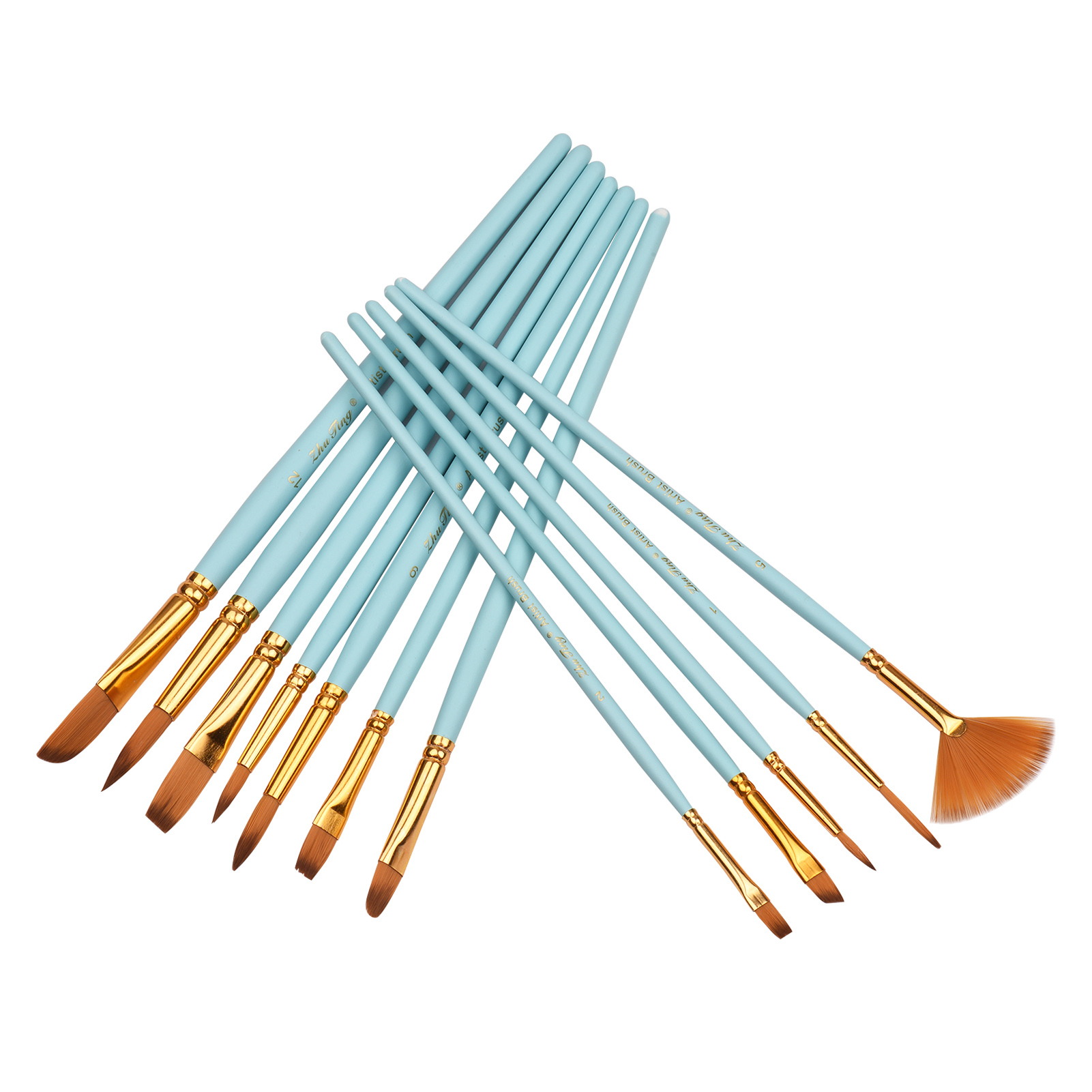 12Pcs Fine Detail Paint Brush Set Double Color Taklon Hair Paintbrushes for Miniature Acrylic Oil Watercolor Painting Beginner Student Artist Drawing Kits - ShopShipShake
