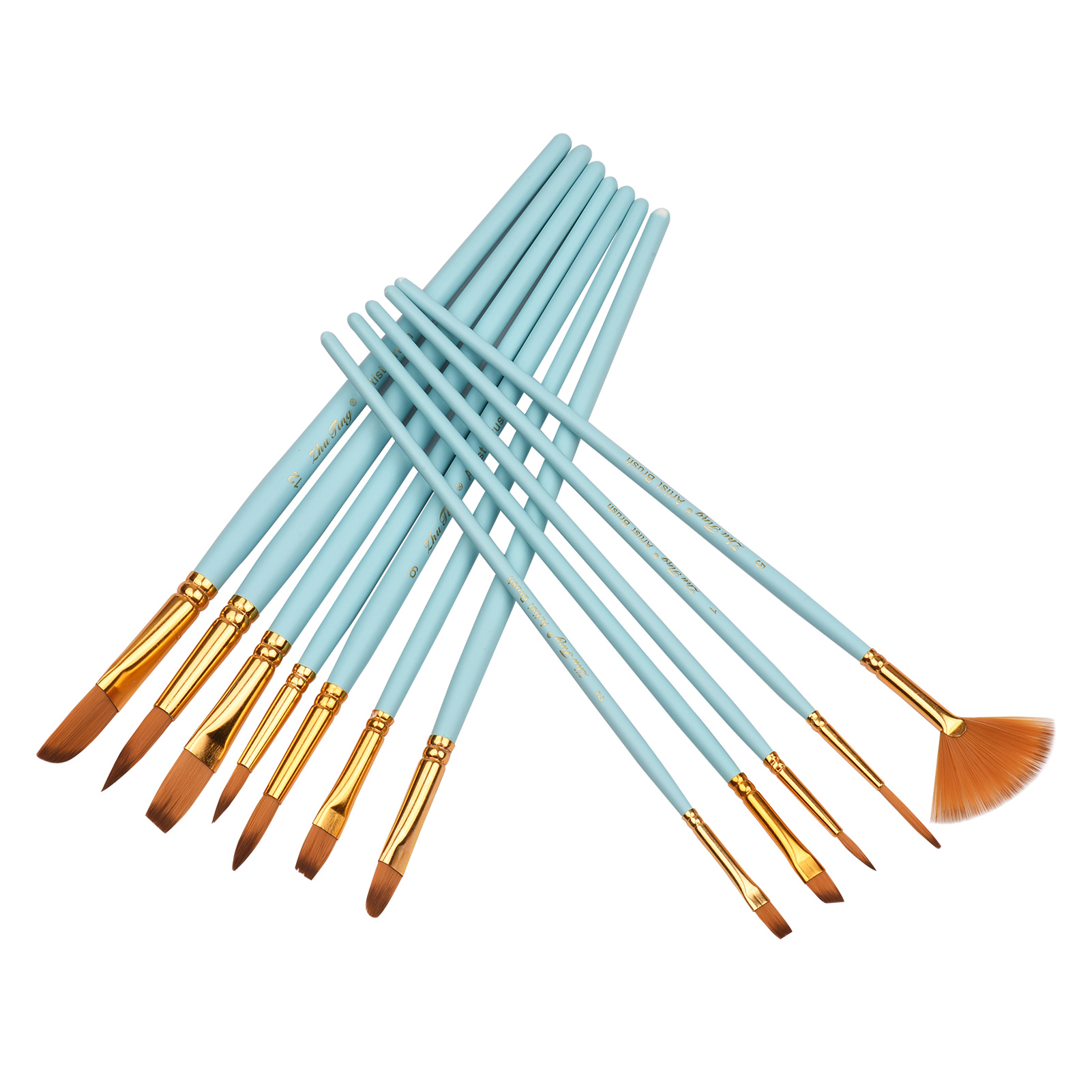 12Pcs Fine Detail Paint Brush Set Double Color Taklon Hair Paintbrushes for Miniature Acrylic Oil Watercolor Painting Beginner Student Artist Drawing Kits