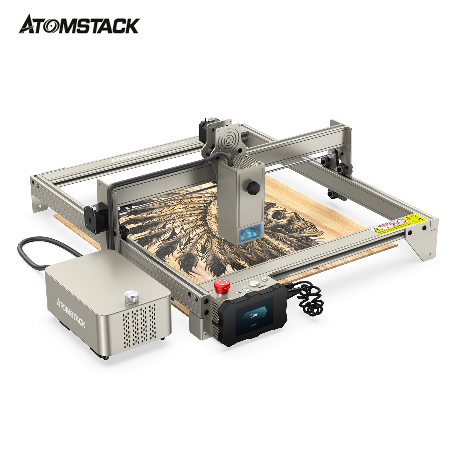 ATOMSTACK S20 Pro Laser Engraving Cutting Machine 20W Laser Power 400x400mm Fixed-Focus Ultra-thin Laser High-Energy Support 12-15mm Solid Wood Board Quick Assembly Aluminum Alloy Structure for Wood Metal 304 Stainless Steel Engraving
