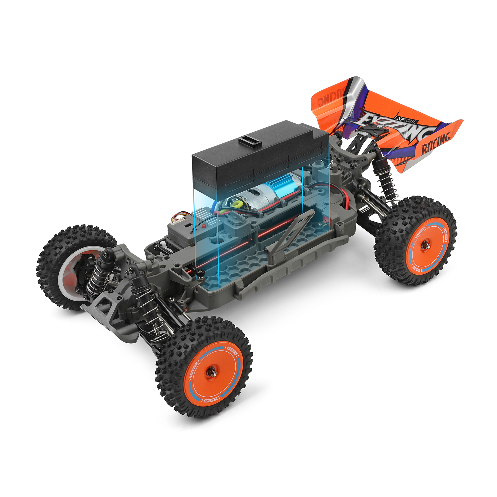 thumbnail image 3 of WLtoys 124010 Coche de Control Remoto 1/12 2,4 GHz 55 KM/H Coche Todoterreno de Alta Velocidad Vehículo 4WD Regalos para niños Adultos 3 baterías, 3 of 8
