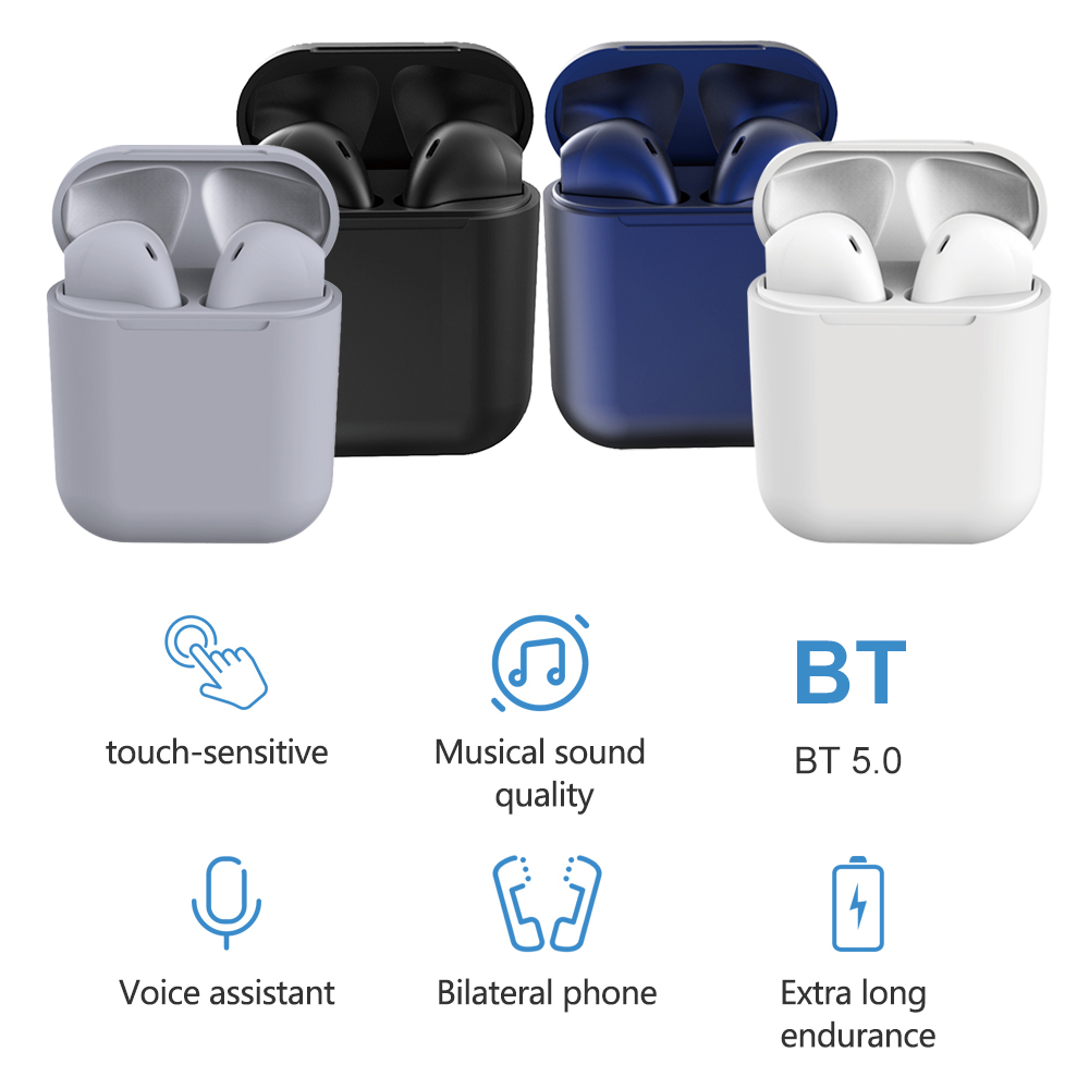 Inpods 12 BT5.0 Wireless Headphones In-Ear Stereo Sound Auto Pairing Touch Control Waterproof Sports Headset