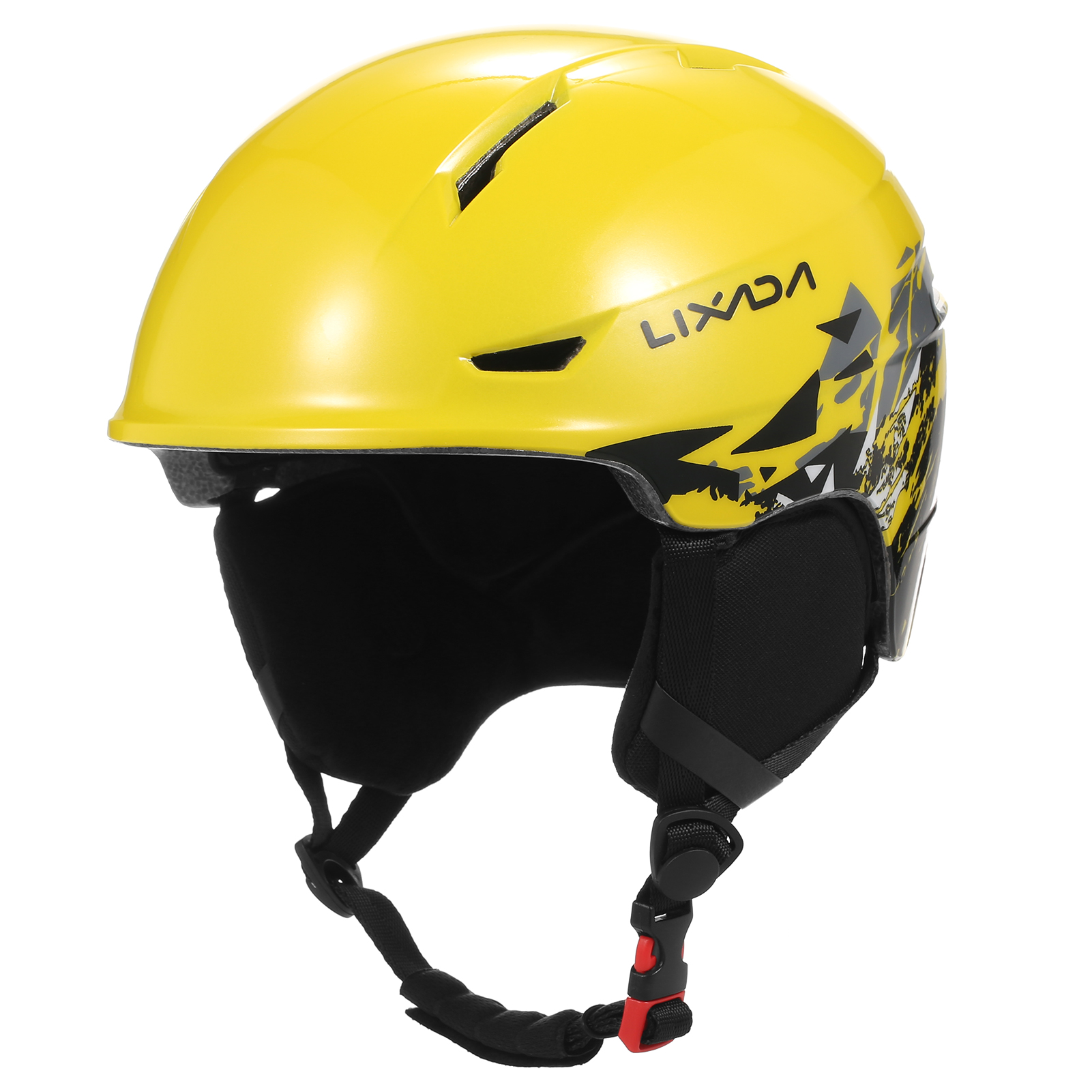 black and yellow snowboard helmet Lixada Snowboard Helmet W/ Detachable Earmuff Sports Head Circumference  58-61cm