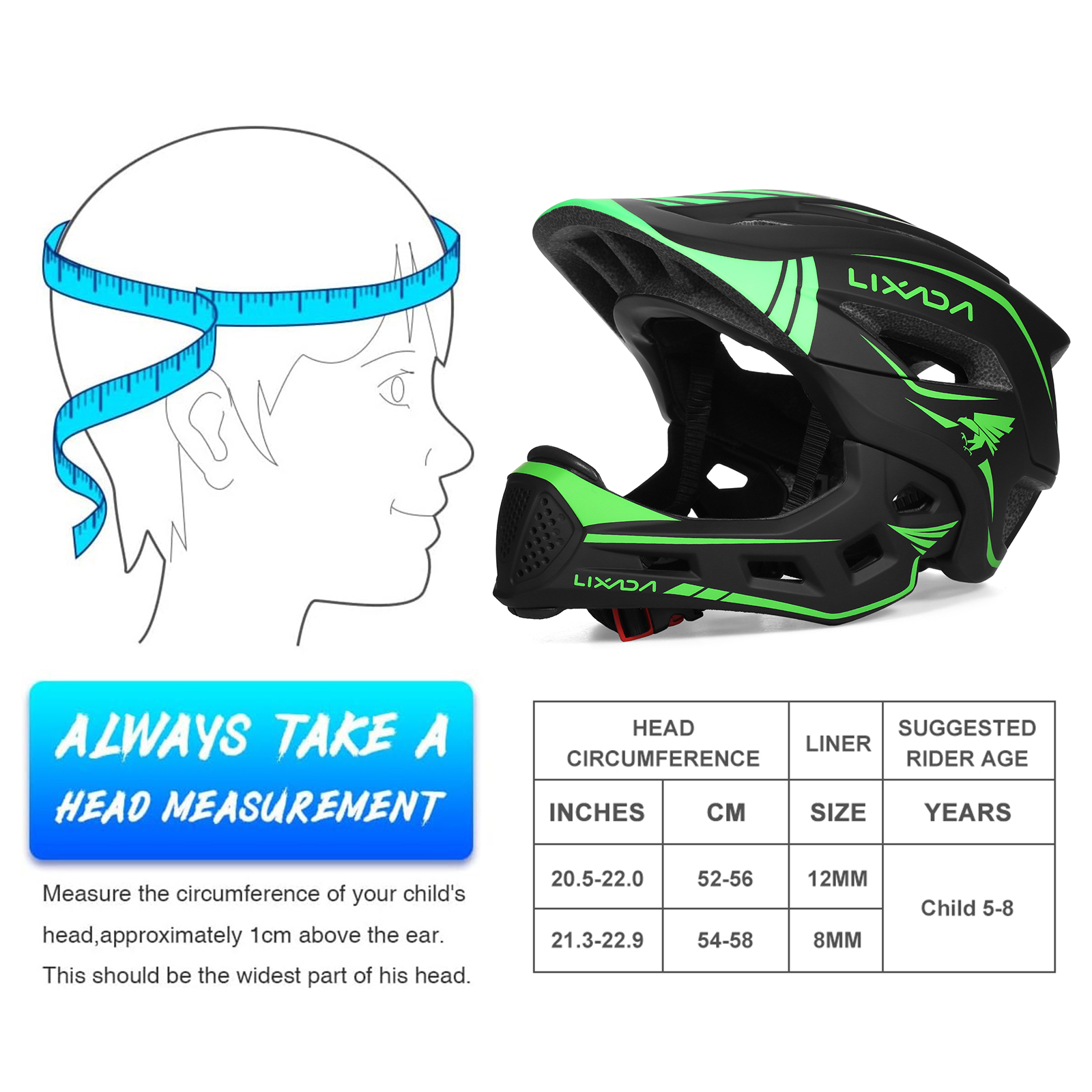 Lixada Detachable Kids Full Face Helmet 2-in-1 Children Bike Helmet for Cycling Lixada Detachable Kids Full Face Helmet 2-in-1 Children Bike Helmet for Cycling