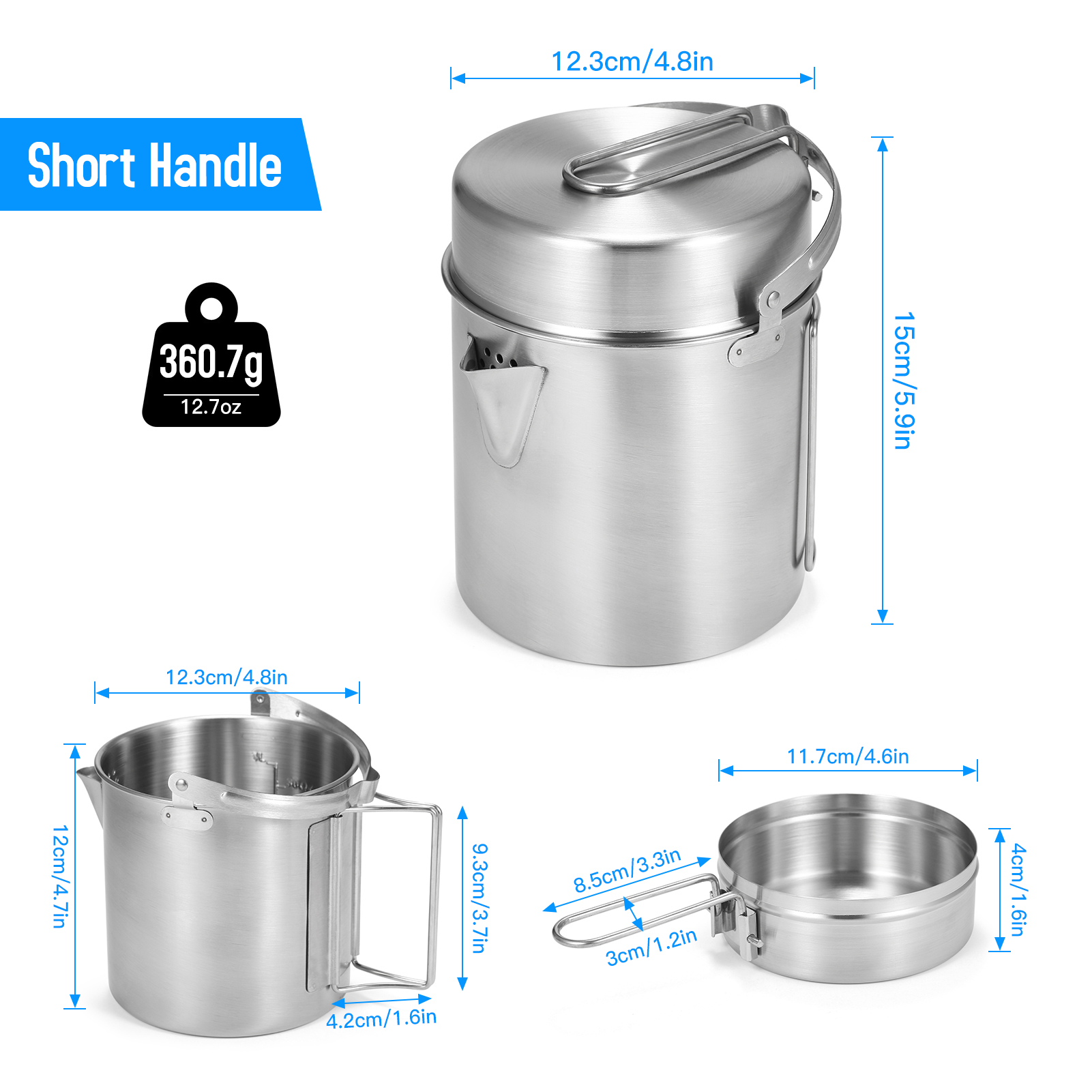 Stainless Steel Camping Pans Camping Cookware Set - Compact Stainless Steel Campfire Cooking Pots And Pans Camping Pot - View #7