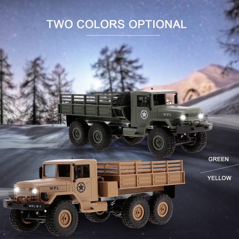 WPL RC Car 1/16 Rock Crawler OffRoad 6WD Military Truck With Light RTR Gift G7G1