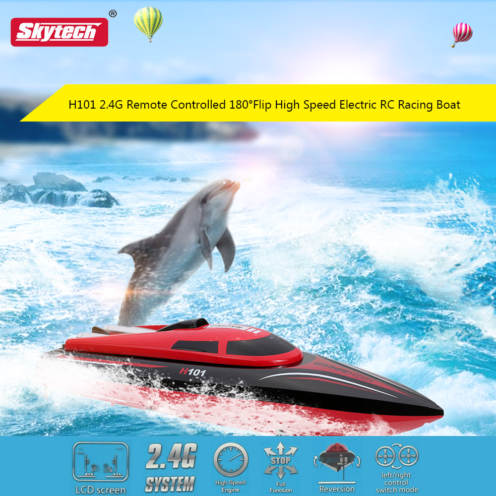 44 cm RCTecnic Boot Funksteuerung Skytech H101 High Speed Boat 2,4 GHz RC Boot Fernbedienung Hohe Geschwindigkeit Für Kinder und Erwachsene Rote Farbe