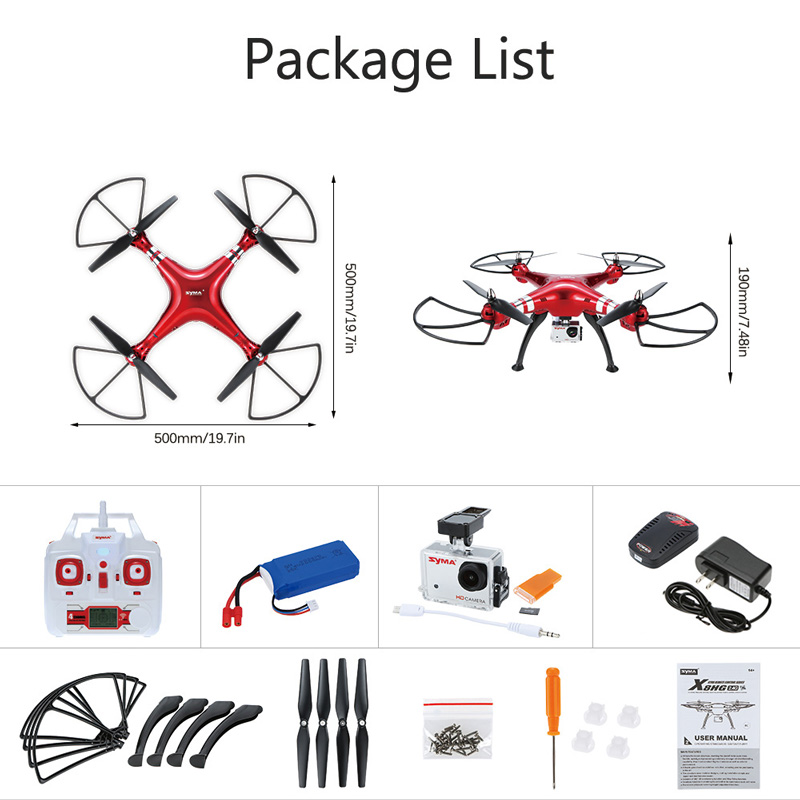 Duży dron Syma X8HG RC, wersja RTF, kamera 8MP za 62$ (~233zł) - TomTop