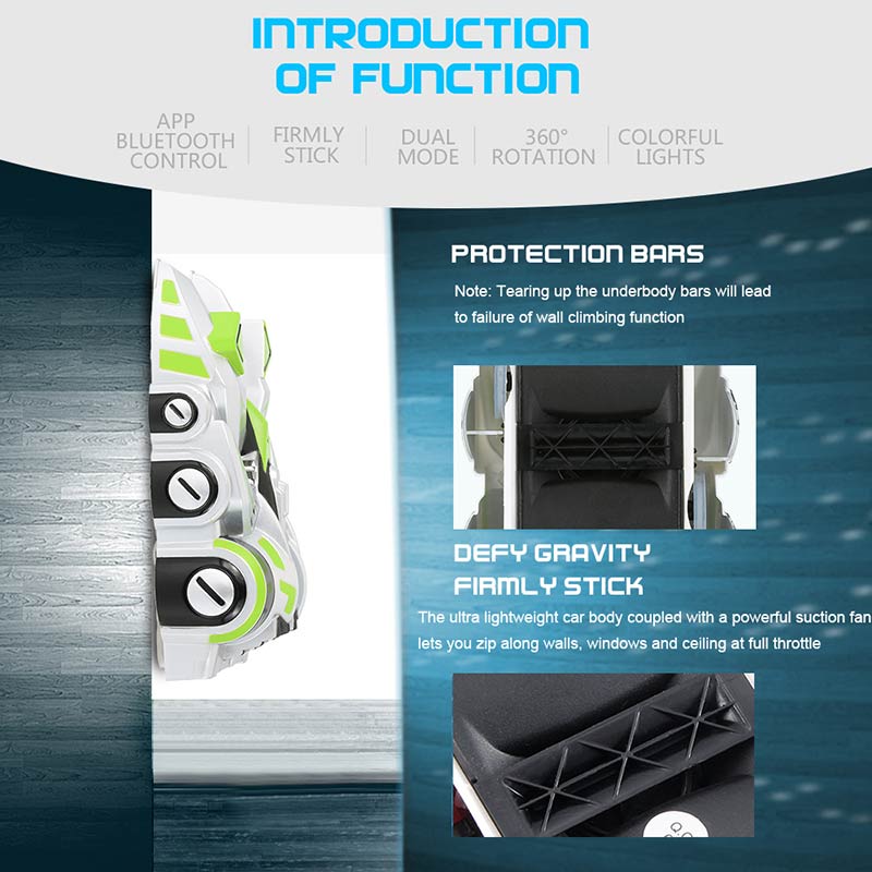 remote control car sticks to wall