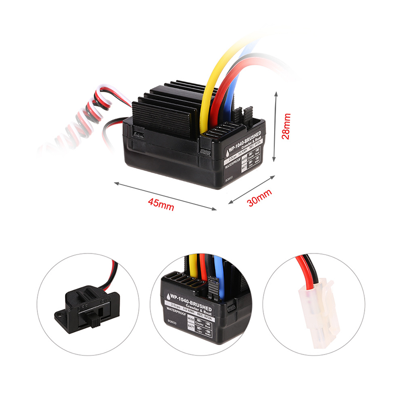 GoolRC 40A Waterproof Brushed ESC Electric Speed Controller with 6V/2A BEC for 1/10 RC Rock Crawler Car RC Boat 