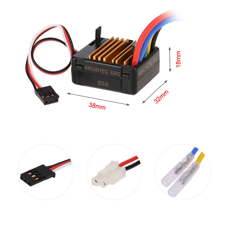 GoolRC 60A Brushed ESC Electric Speed Controller with 5V//2A BEC for 1//10 RC W0K6