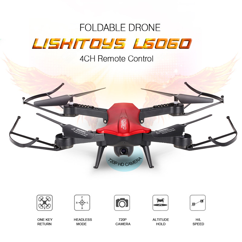 Extra 5 USD Off For Lishitoys L6060 HD Camera Foldable 2.4G Selfie Drone Height Hold RC Quadcopter RTF from RCMOMENT