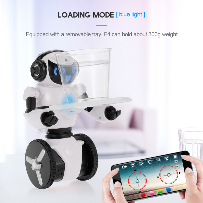 WLtoys RC Robot F4 APP Control 2 Wheels WIFI Camera Carrier Cup Tray UK 