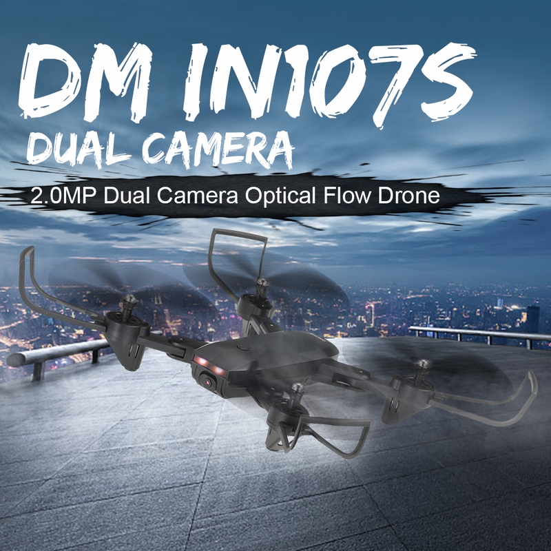 Generic DM IN107S 2.4G 4CH 2.0MP Dual HD Camera Wifi FPV Foldable Selfie Drone With Height Hold One-key Return Optical Flow RTF