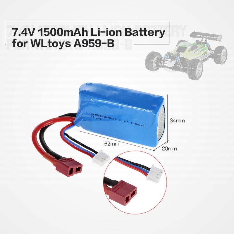 Only 13.99$ for 7.4V 1500mAh LiPo Rechargeable Battery for WLtoys A959-B A979-B car from RCMOMENT