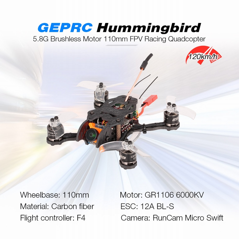 Get $10 off For GEPRC Hummingbird 5.8G 200mW Brushless 110mm Mini Micro FPV Racing Quadcopter RC Drone BNF with FrSky Receiver with code EJ9641 Only $199.99 +free shipping from RCMOMENT