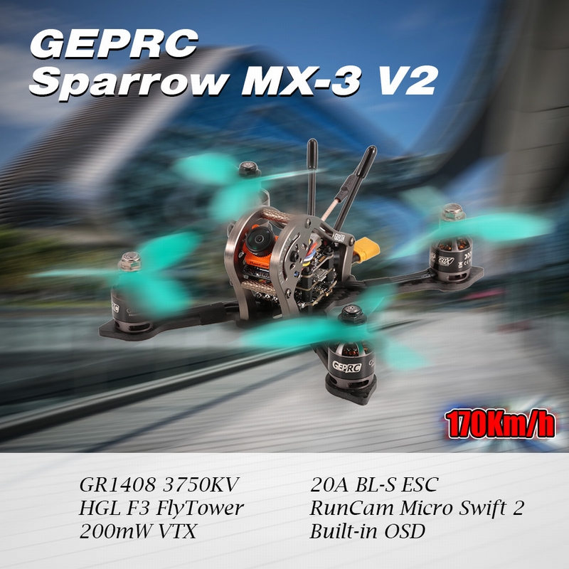Dron GEPRC Sparrow MX-3 V2 osiągający prędkość 170km/h za 1006zł