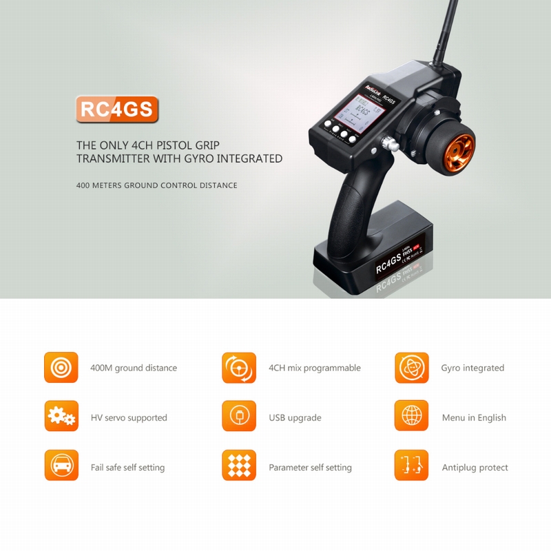 RadioLink RC4GS 2.4G 4CH Remote Control Transmitter /& R6FG Receiver for RC M9K9