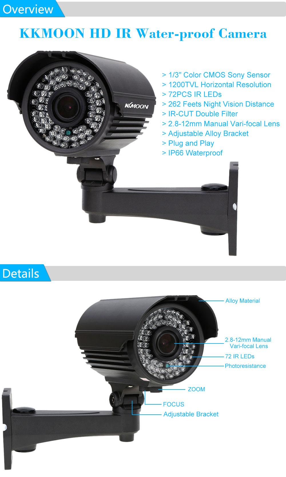 KKmoon TP-E225iRE Security Camera 